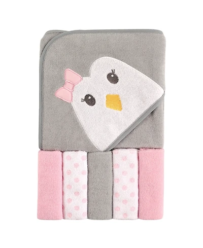 Luvable Friends Girls Hooded Towel with Five Washcloths