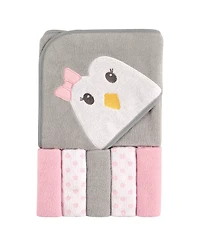 Luvable Friends Girls Hooded Towel with Five Washcloths