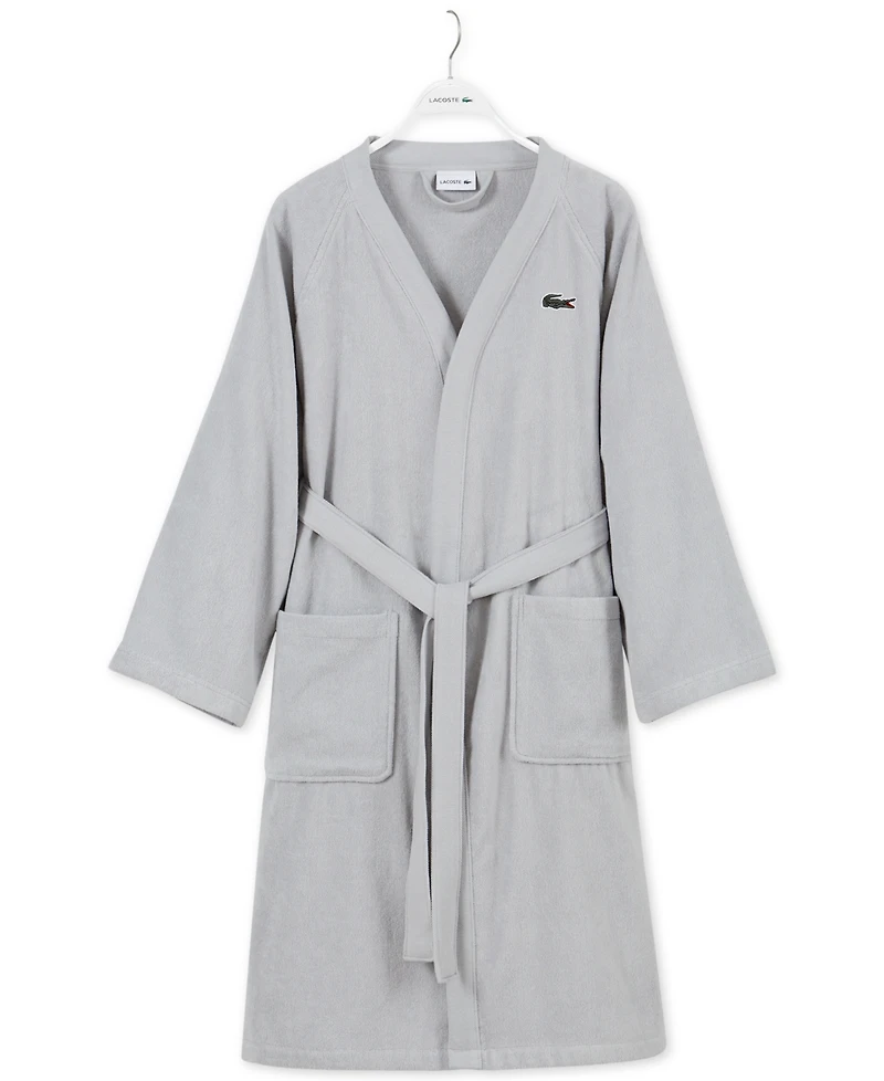 Lacoste Home Logo Patch 100% Cotton Pique Bath Robe