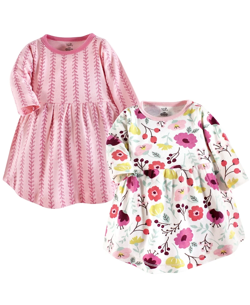 Touched by Nature Baby Girls Organic Cotton Long-Sleeve Dresses 2pk