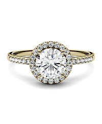 Moissanite Round Halo Ring (1-1/3 ct. t.w. Diamond Equivalent) 14k Gold or White Rose