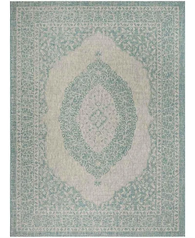 Safavieh Courtyard CY8751 Light Gray and Aqua 8' x 11' Sisal Weave Outdoor Area Rug