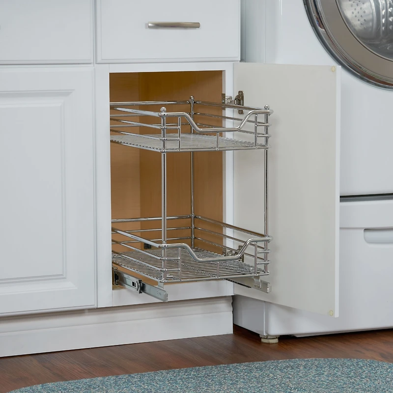 Household Essentials Design Trend Glidez 11.5" Standard Depth 2-Tier Double Basket Sliding Under Cabinet Organizer
