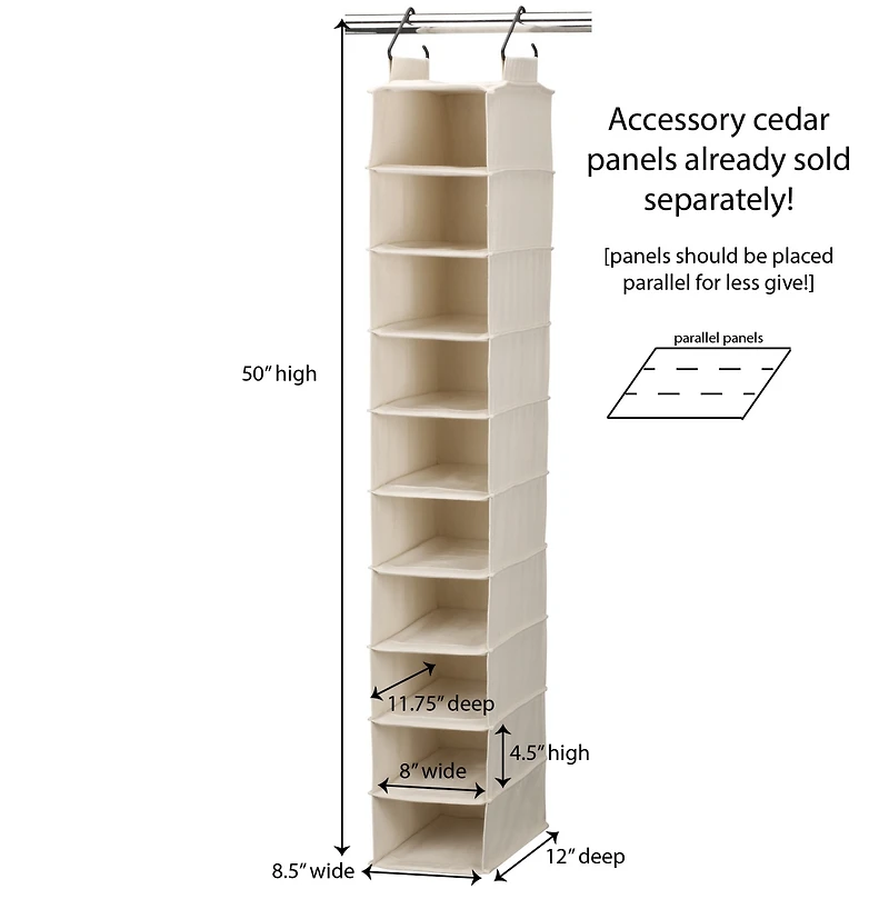 Household Essentials Cedarline 10-Shelf Wide Hanging Shoe Organizer