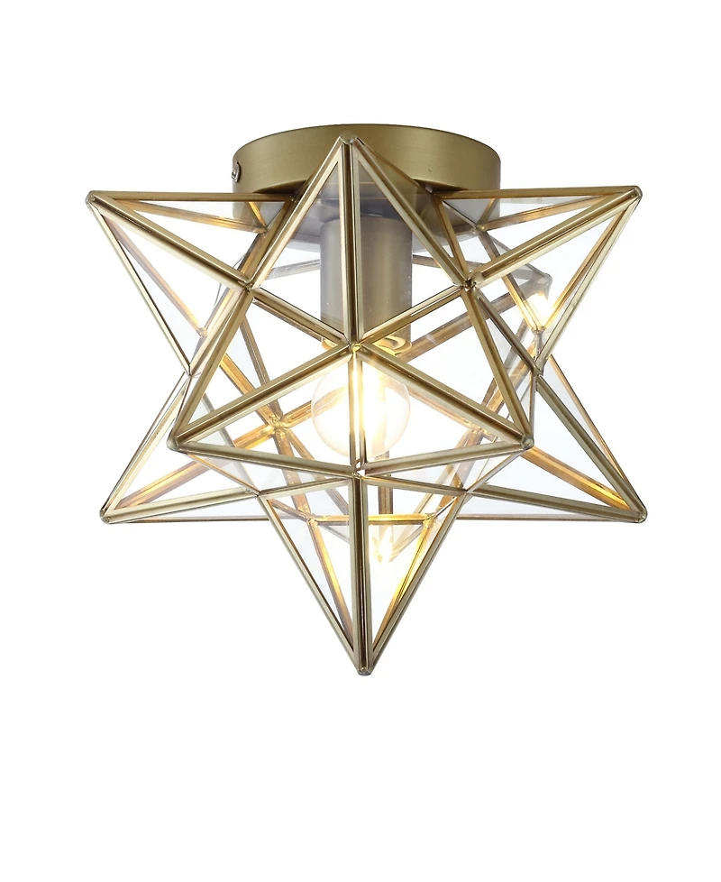 Jonathan Y Stella Moravian Star Metal/Glass Led Flush Mount