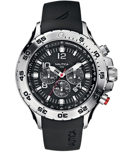 Nautica Men's N14536G Nst Chrono Black Resin Strap Watch