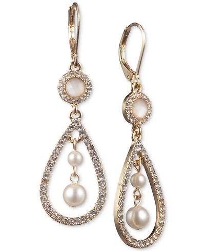 Anne Klein Gold-Tone Imitation Pearl Orbital Drop Earrings