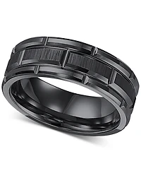 Triton Men's Ring, 8mm Wedding Band White or Black Tungsten