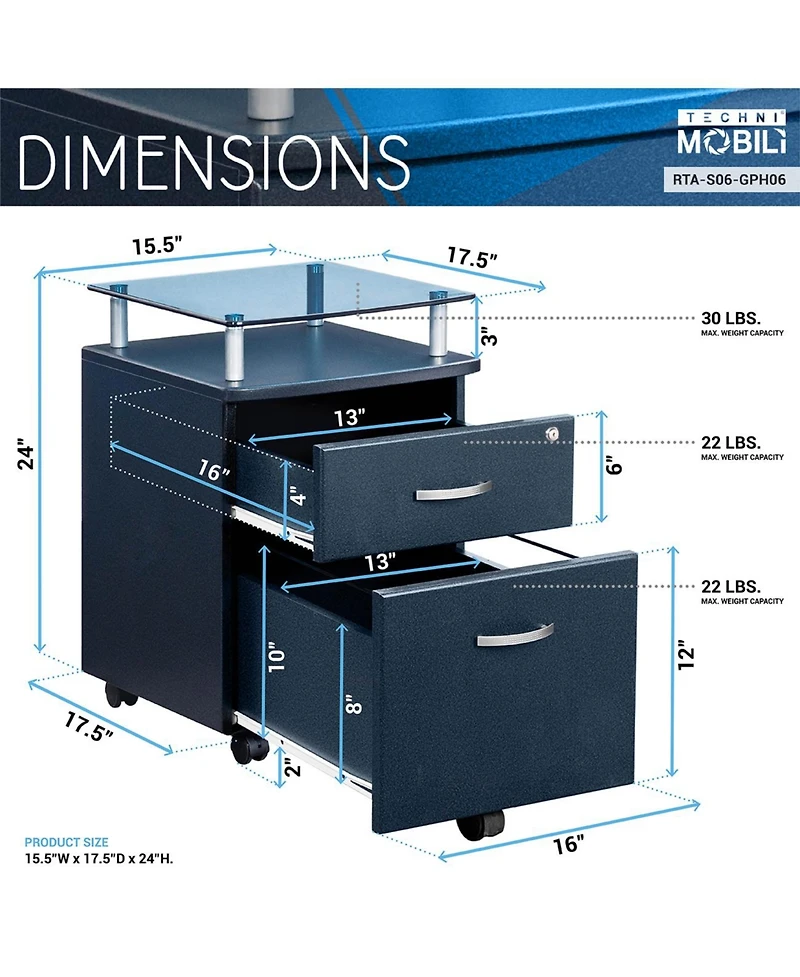 Techni Mobili Rolling File Cabinet