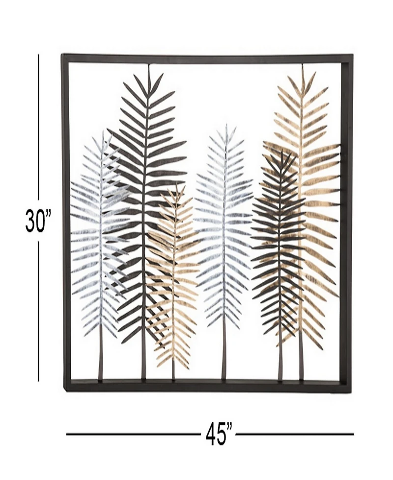 Rosemary Lane Modern Iron Framed Leaves Wall Decor