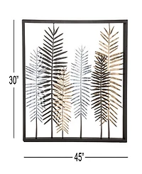 Rosemary Lane Modern Iron Framed Leaves Wall Decor