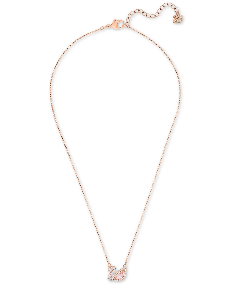 Swarovski Rose Gold-Tone Crystal Swan Pendant Necklace, 14-7/8" + 2" extender