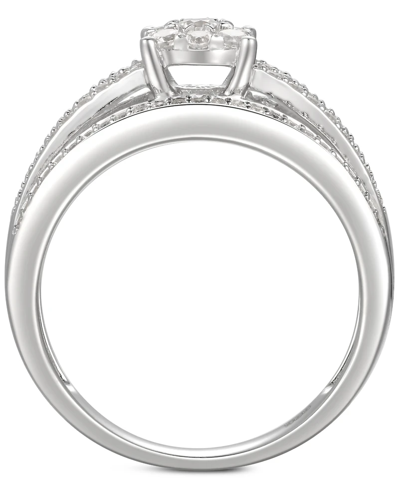 Cubic Zirconia Bridal Ring Sterling Silver