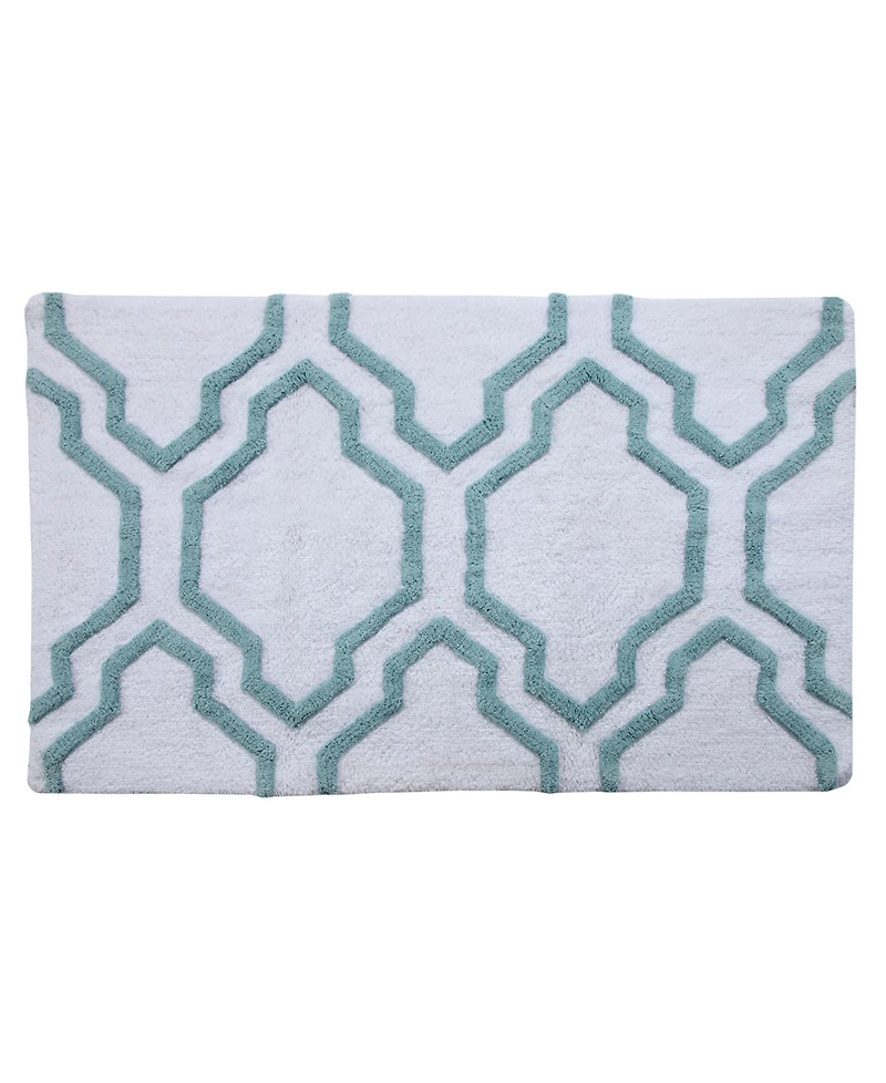 Saffron Fabs Quatrefoil Non-Skid Cotton Bath Rug, 24" x 36"