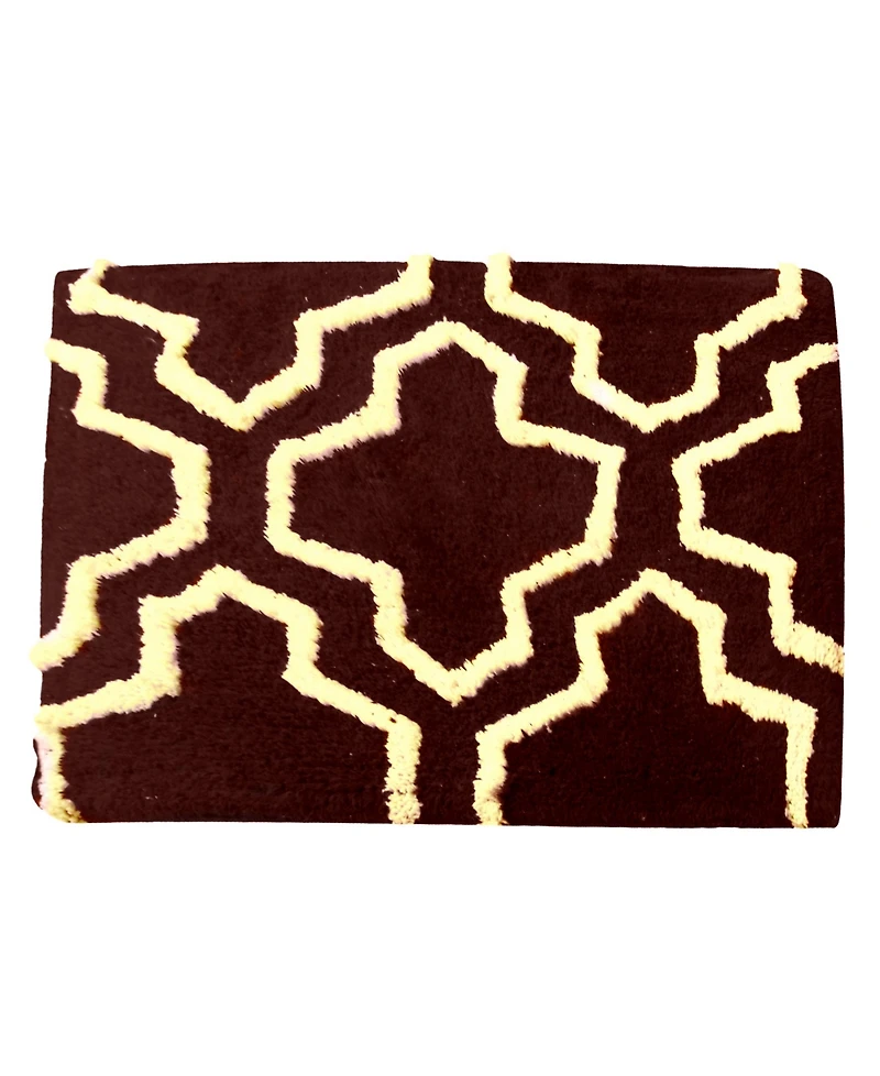 Saffron Fabs Quatrefoil Non-Skid Cotton 2-Pc. Bath Rug Set