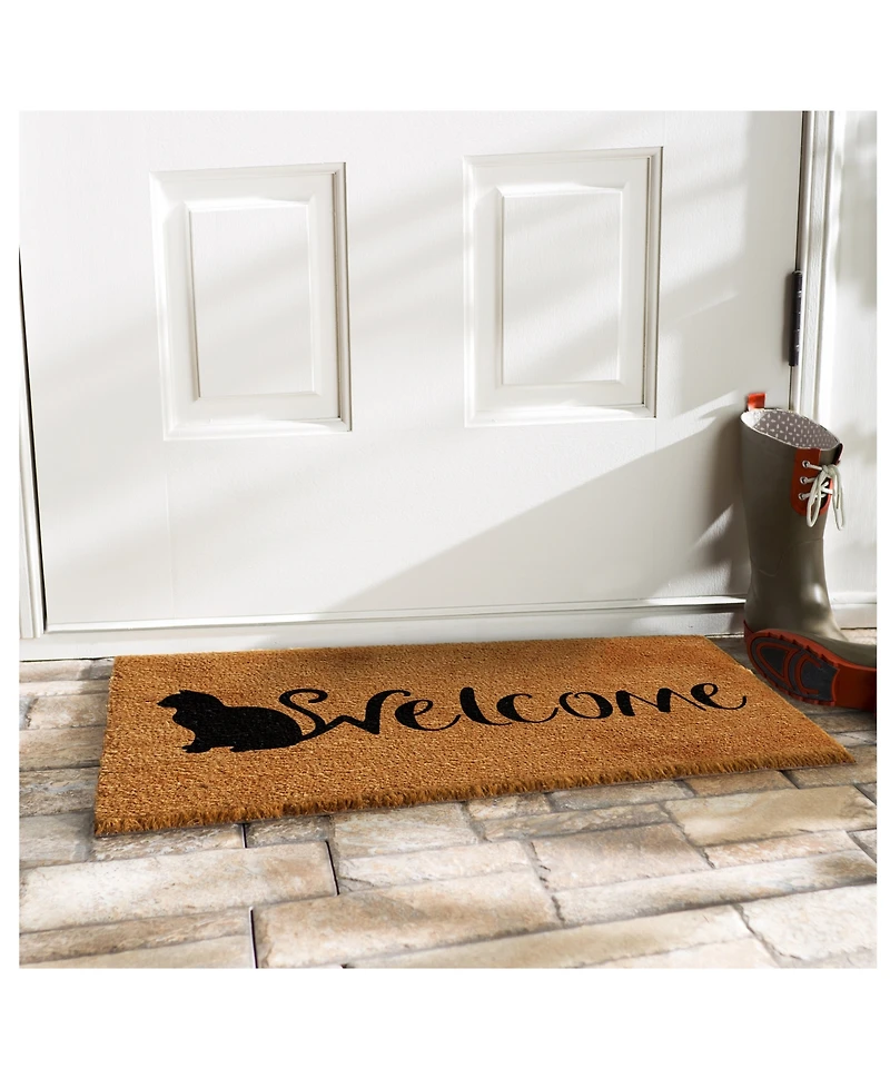 Home & More Feline Welcome Coir/Vinyl Doormat, 17" x 29"