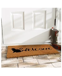 Home & More Feline Welcome Coir/Vinyl Doormat, 17" x 29"