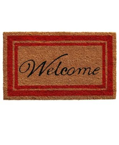 Home More Border Welcome Coir Vinyl Doormat