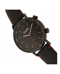 Simplify Quartz The 3300 Black Dial, Genuine Black Leather Watch 43mm