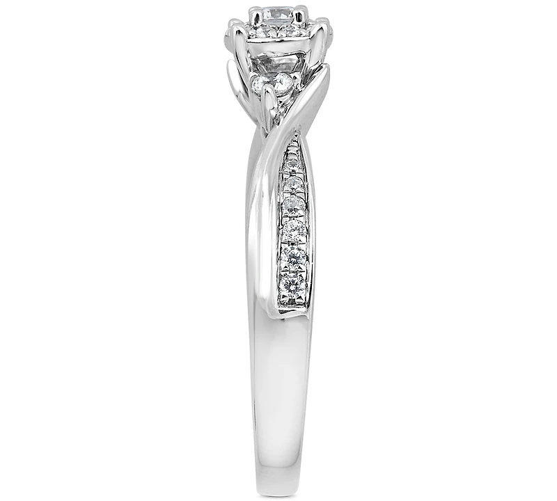 Diamond Cluster Engagement Ring (1/3 ct. t.w.) in 14k White Gold