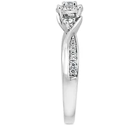 Diamond Cluster Engagement Ring (1/3 ct. t.w.) in 14k White Gold