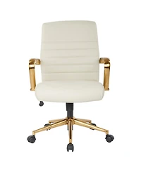 Mid-back Faux Leather Chair with Arms and Base