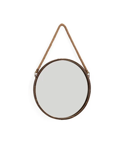Danya B. 15" Patina Round Mirror with Hanging Rope
