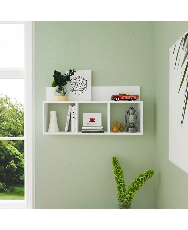 Danya B. Triple Cubed Shelf with Ledge - Wall Mount Cubie