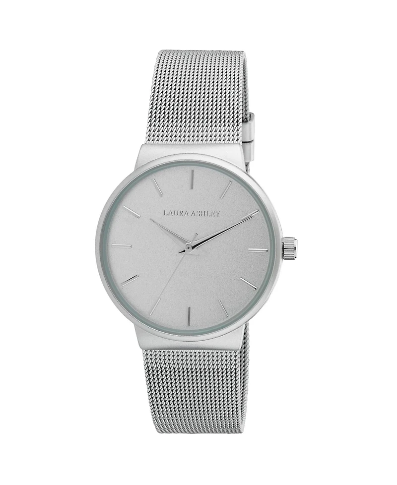 Laura Ashley Ladies' Silver Minimalist Mesh Band Watch