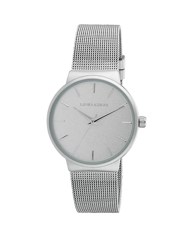 Laura Ashley Ladies' Silver Minimalist Mesh Band Watch