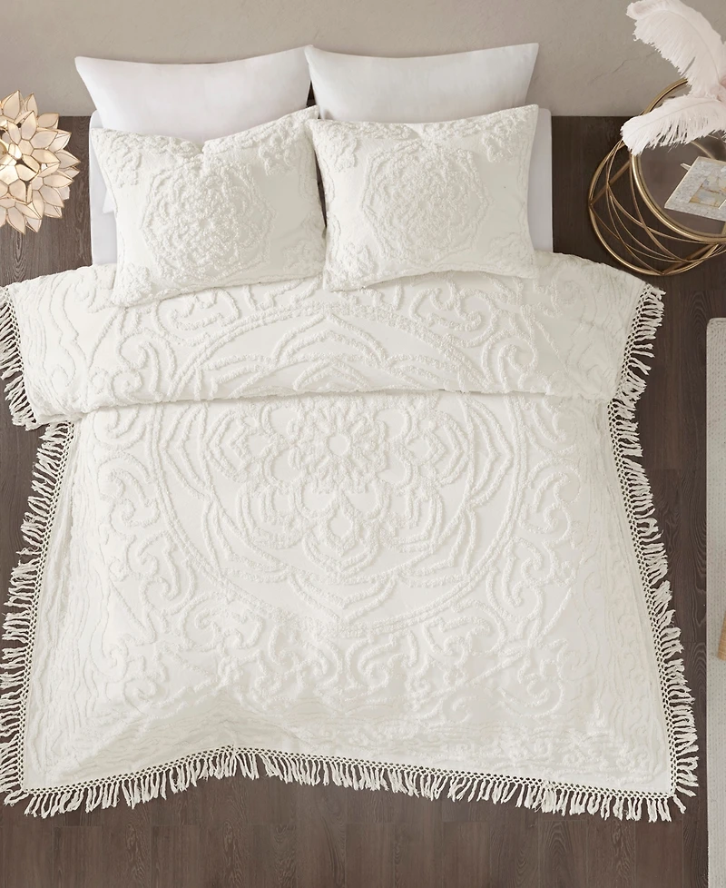 Madison Park Laetitia Medallion Fringe 3-Pc. Quilt Set, Full/Queen