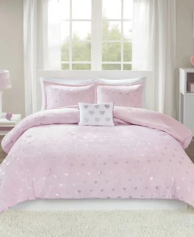 Intelligent Design Rosalie Metallic Heart Comforter Sets
