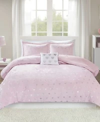 Intelligent Design Rosalie Metallic Heart Comforter Sets