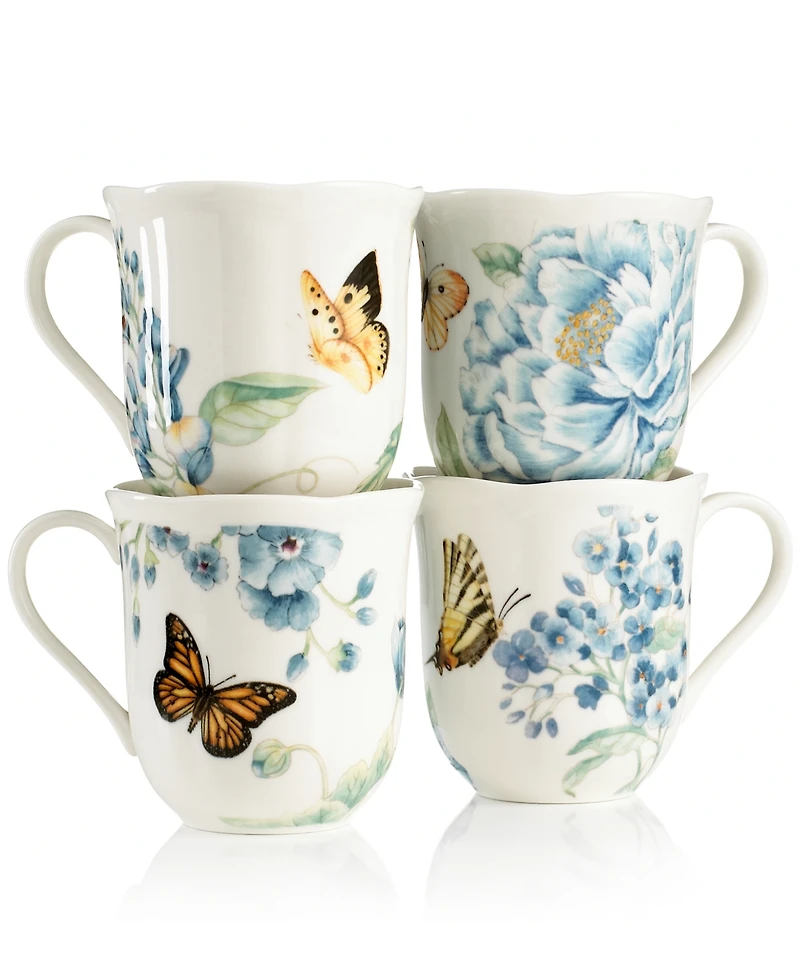 Lenox Butterfly Meadow Blue Assorted Mugs, Set of 4