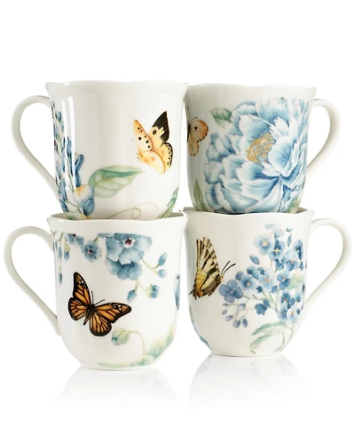 Lenox Butterfly Meadow Blue Assorted Mugs, Set of 4