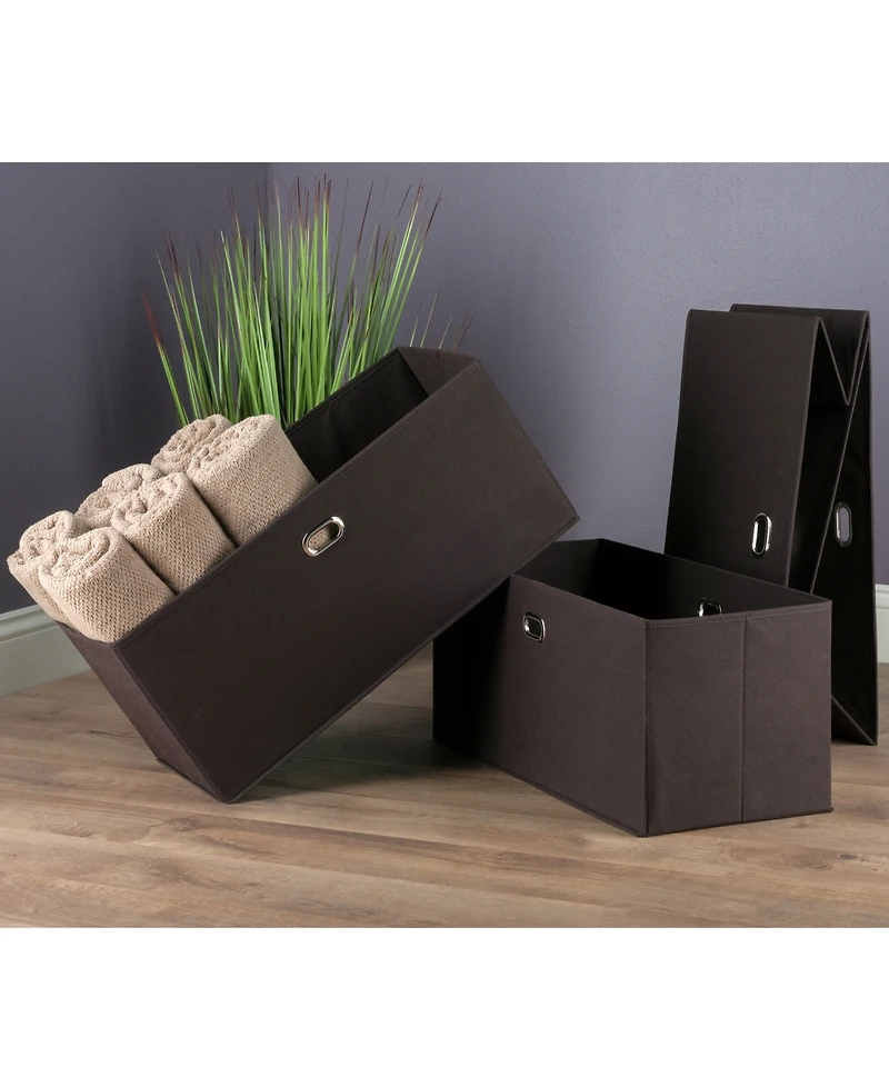 Winsome Torino 3-Pc Set Folding Fabric Baskets Chocolate