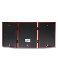 Lawrence Frames Hinged Triple Walnut Wood Picture Frame - Gallery Collection - 5" x 7"