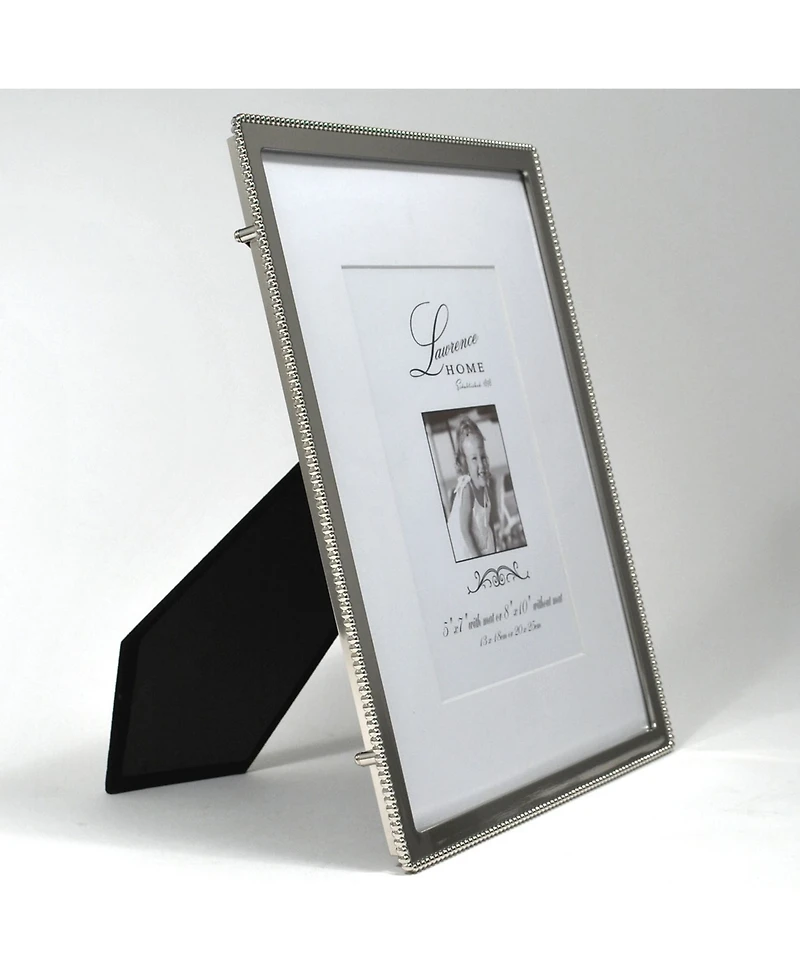 Lawrence Frames Silver Metal Picture Frame with Delicate Outer Border Of Beads - 8" x 10"
