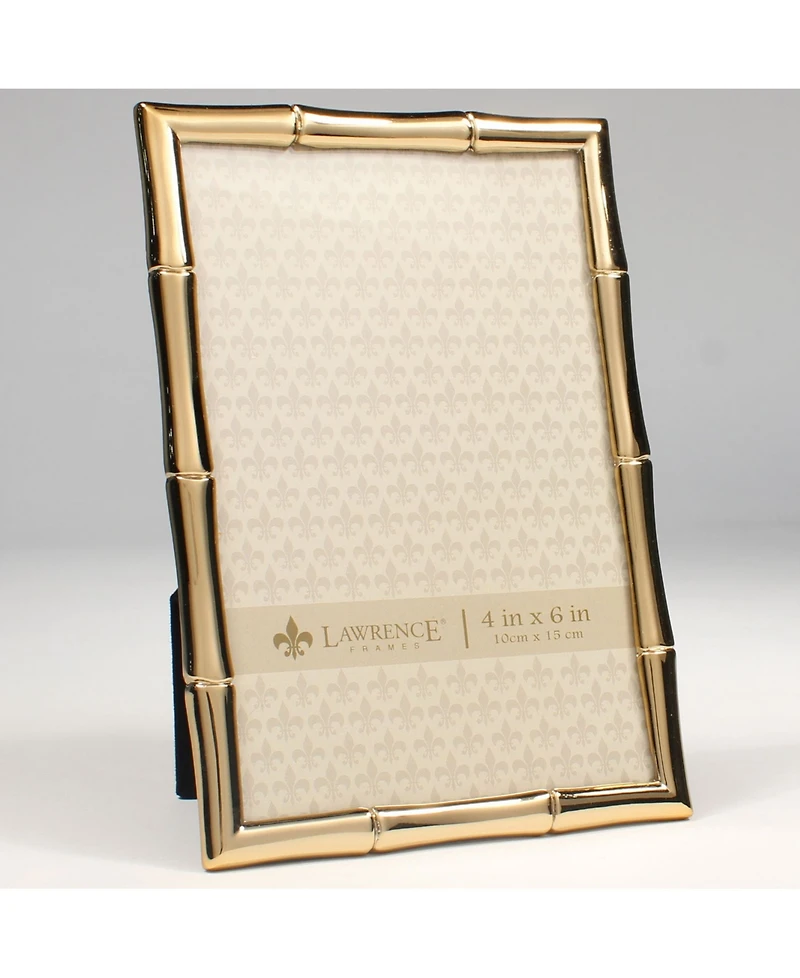 Lawrence Frames Gold Metal Picture Frame with Bamboo Design - 4" x 6"