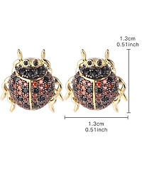 Noir Red/Black Cubic Zirconia Ladybug Stud Earring