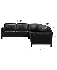 Closeout! Virton 3-Pc. Leather "L" Sectional Sofa, Created for Macy's