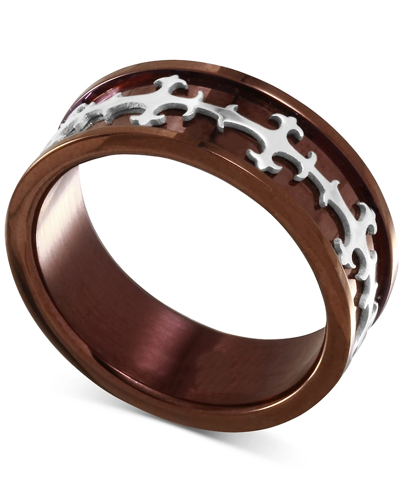 Men's Two-Tone Embellished Ring Stainless Steel