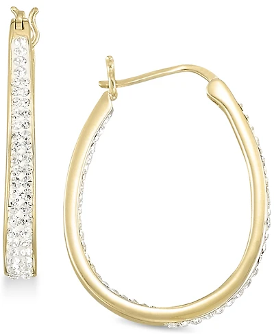 Simone I. Smith Crystal Oval Hoop Earrings 18K Yellow Gold Over Silver or Sterling