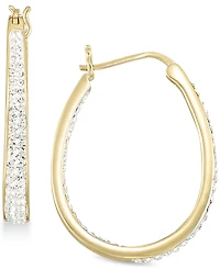 Simone I. Smith Crystal Oval Hoop Earrings 18K Yellow Gold Over Silver or Sterling