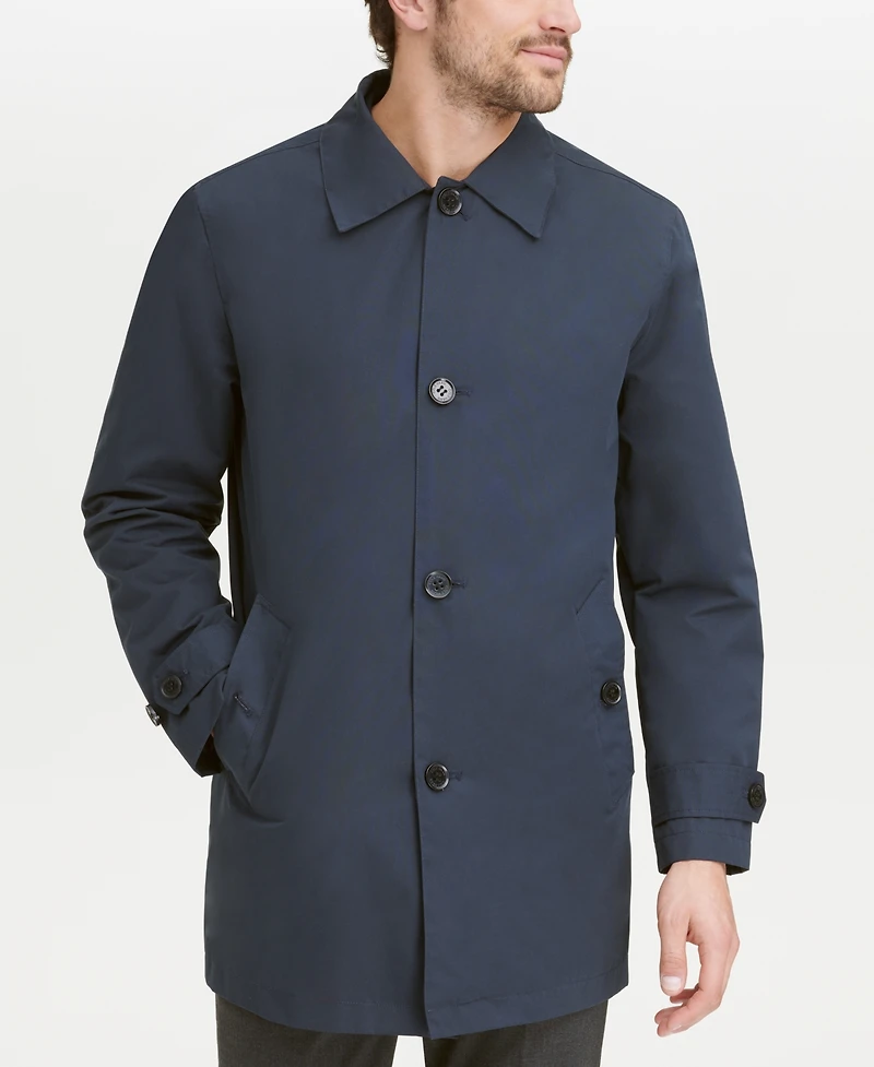 Cole Haan Men's Button-Front Water Resistant Rain Coat