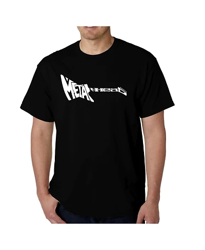 La Pop Art Mens Word T-Shirt - Metal Head Guitar