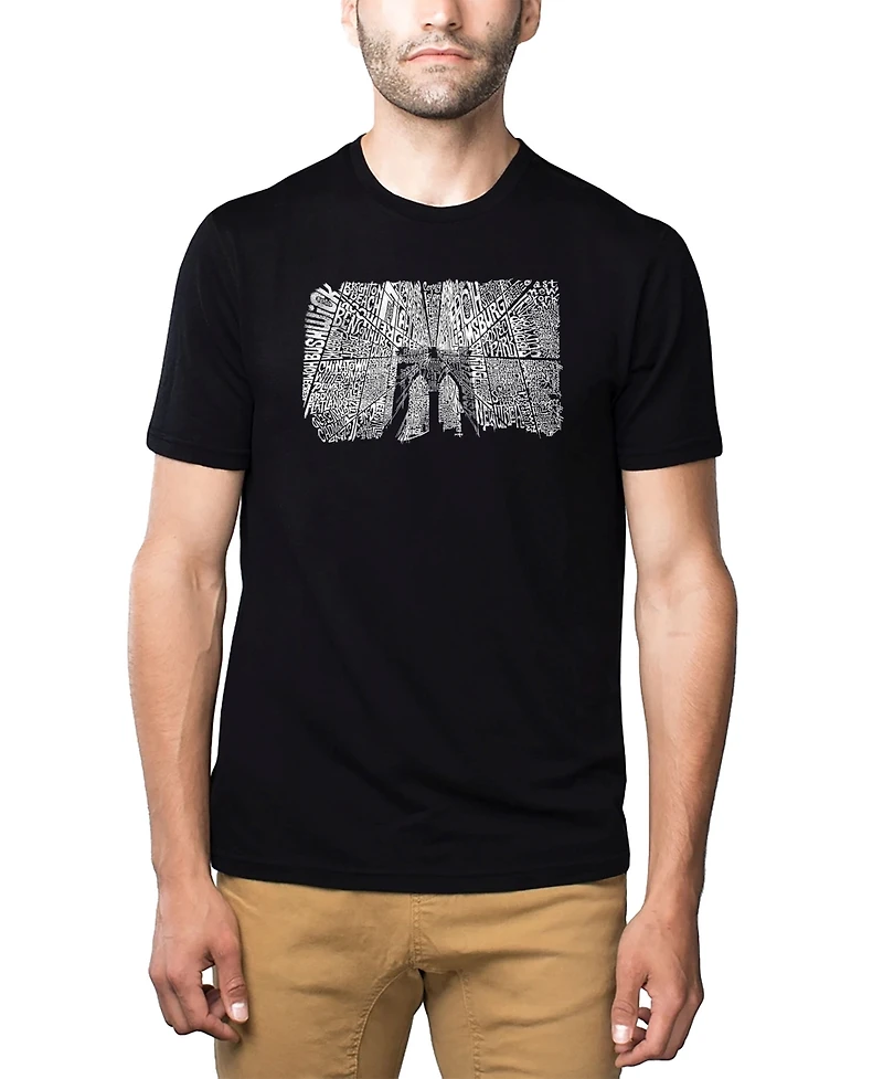 La Pop Art Mens Premium Blend Word T-Shirt - Brooklyn Bridge
