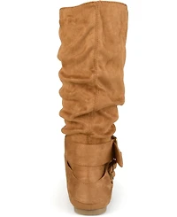 Journee Collection Women's Shelley Rouched Buckle Mid Shaft Boots