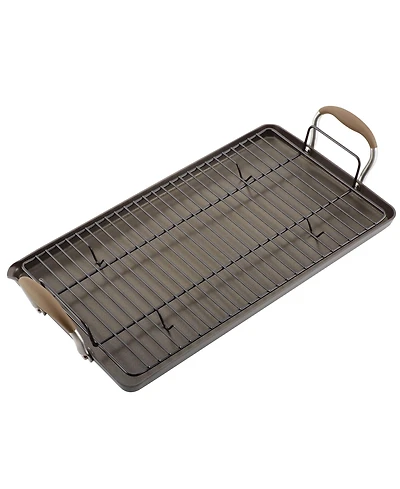 Anolon Advanced Home Hard-Anodized Nonstick Double Burner Griddle, 10" x 18"