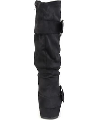 Journee Collection Women's Jester Wide Calf Rouched Buckle Mid Shaft Boots